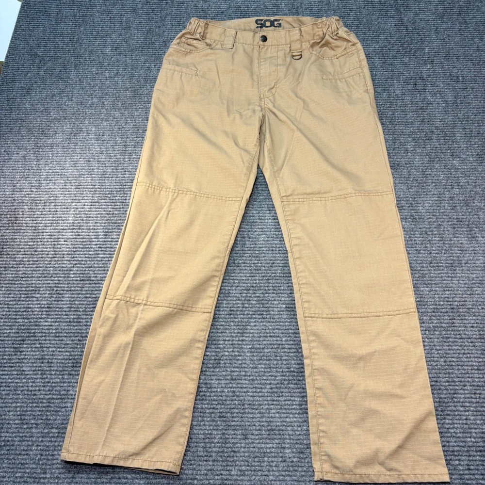 SOG Mens Khaki Ripstop Tactical Pants Style 5562 Size 30x30 Elastic Waist